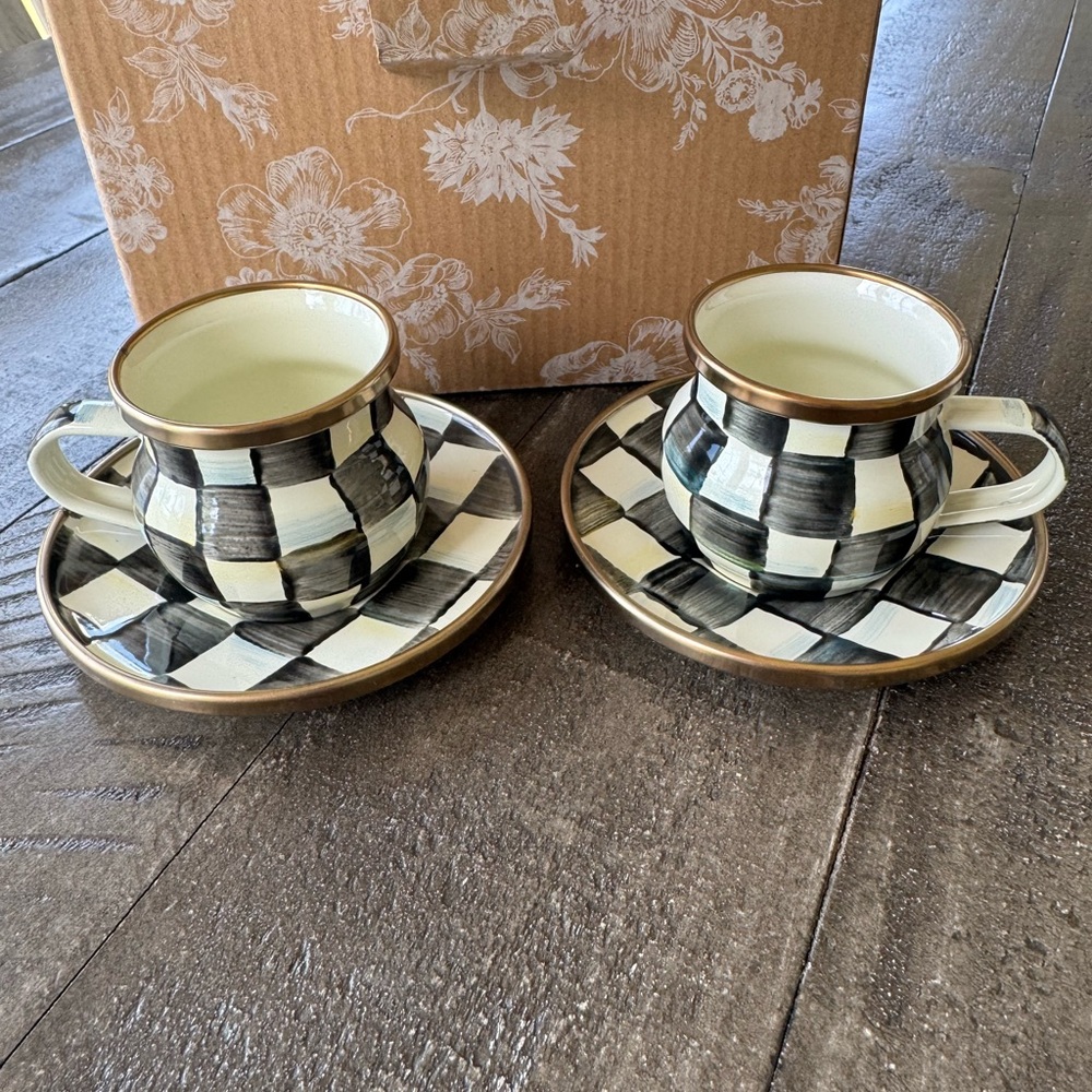MacKenzie-Childs Courtly Checker Espresso Cup & Saucer Set